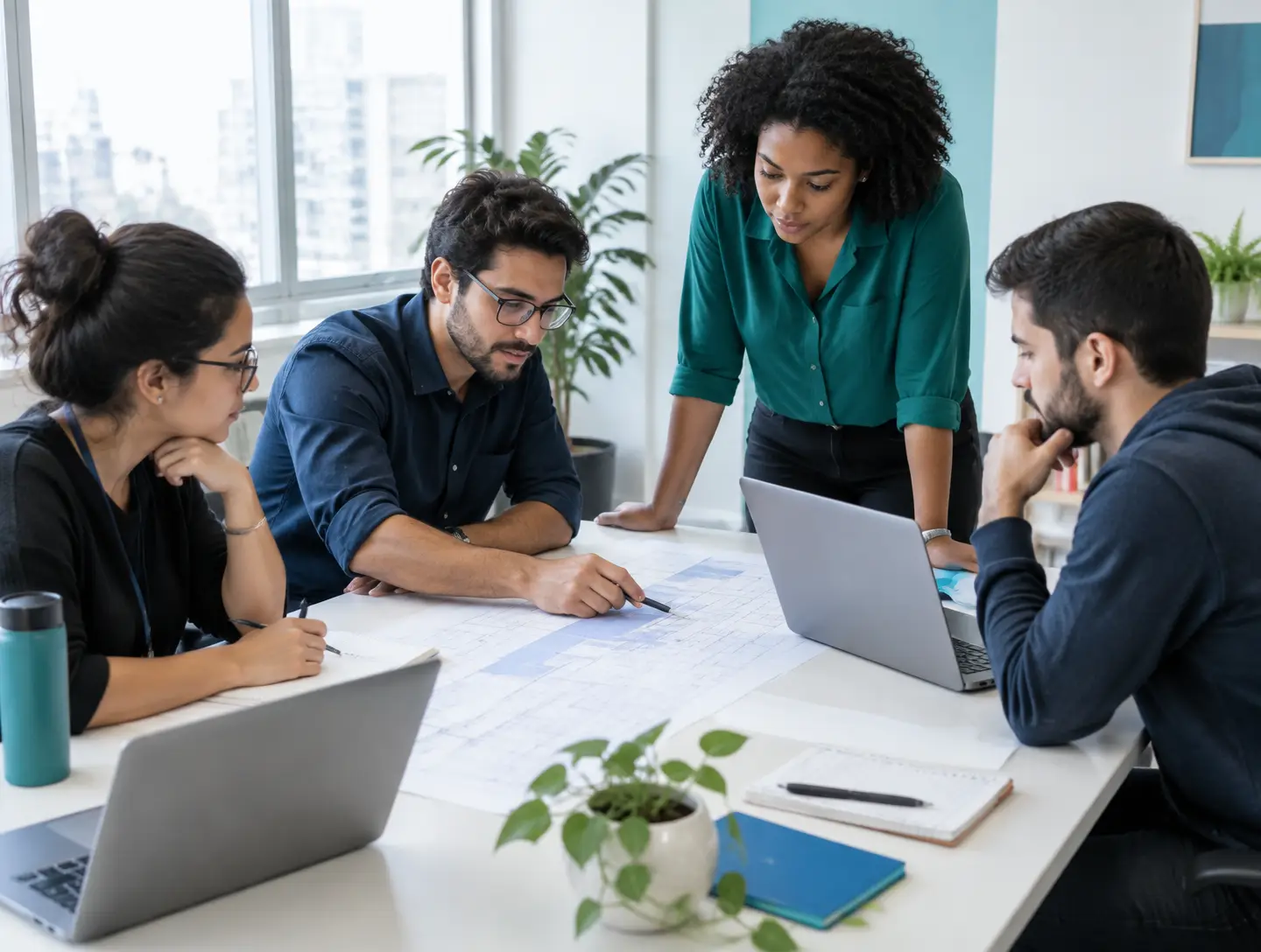 Equipe planejando uma arquitetura de nuvem para uma organização